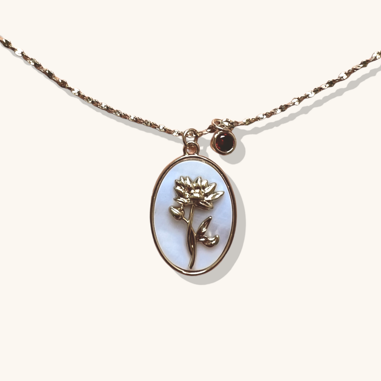 Birth Month Flower Necklace - January Carnation