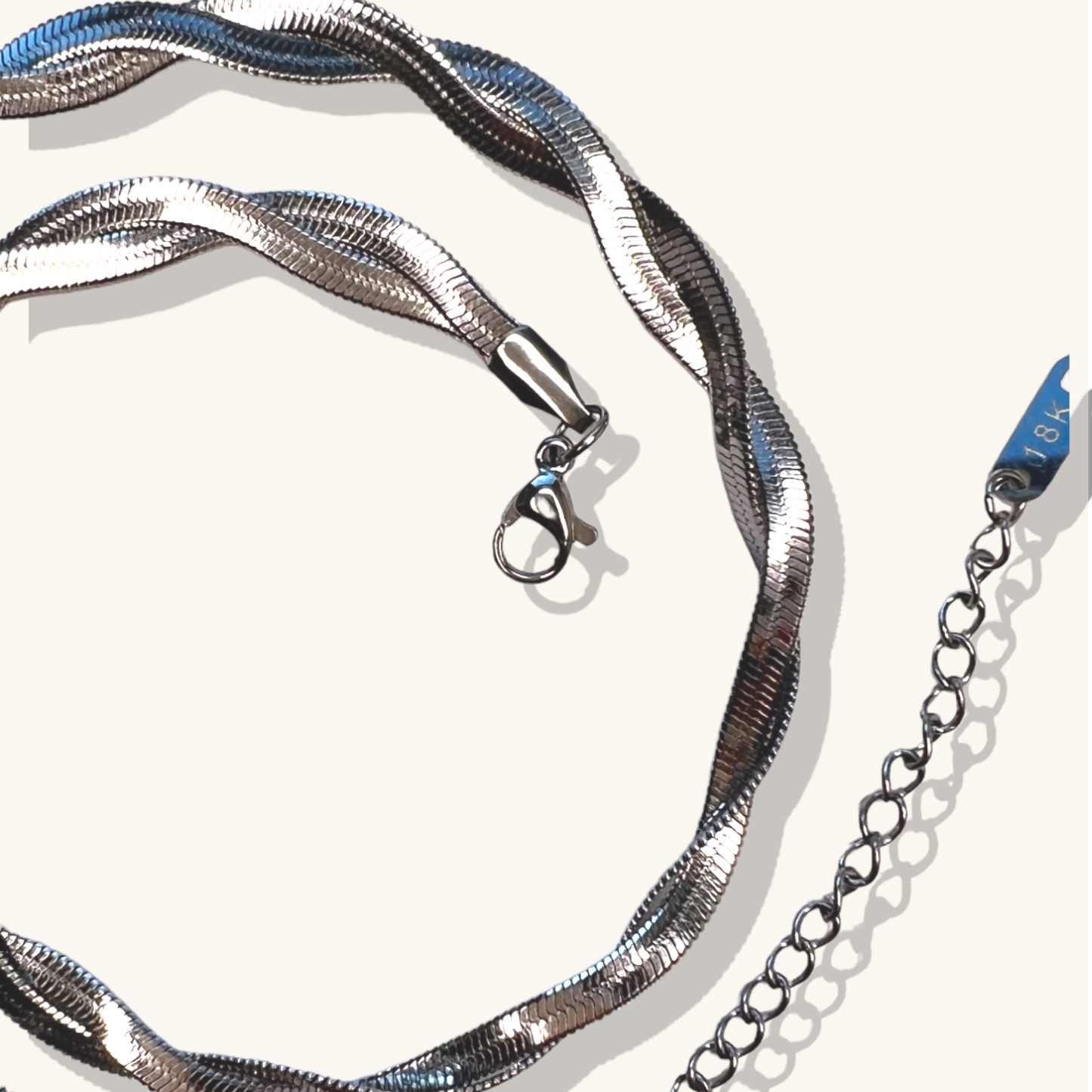 Double Layer Twist Herringbone Chain Necklace