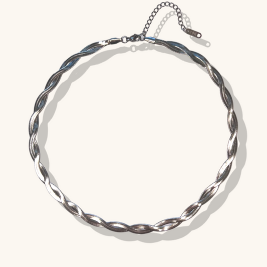 Double Layer Twist Herringbone Chain Necklace