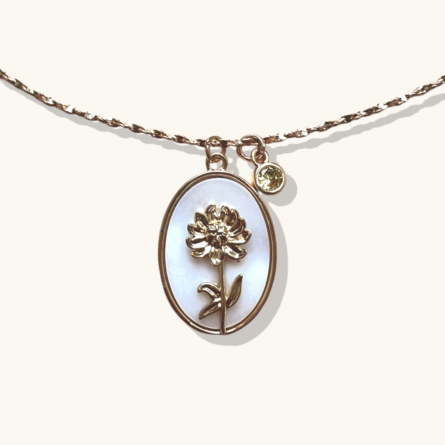 Birth Month Flower Necklace - November Chrysanthemum