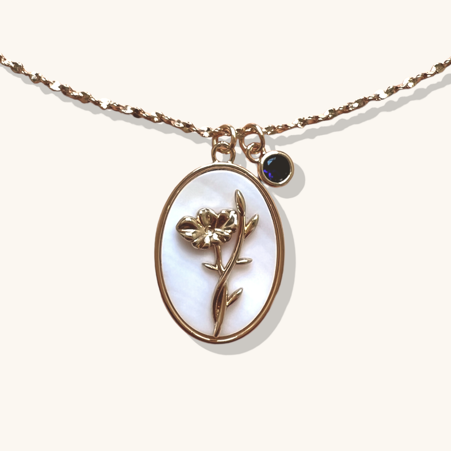 Birth Month Flower Necklace - September Aster