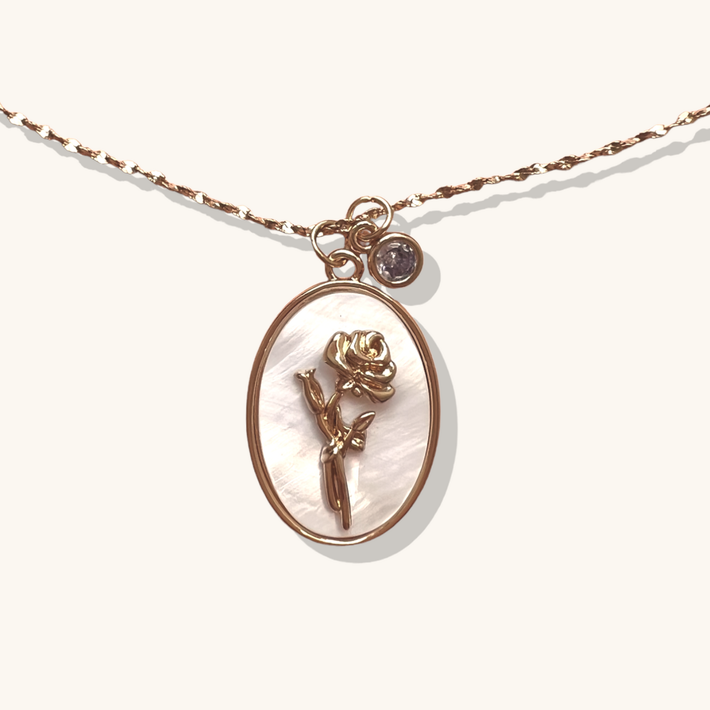 Birth Month Flower Necklace - June Rose