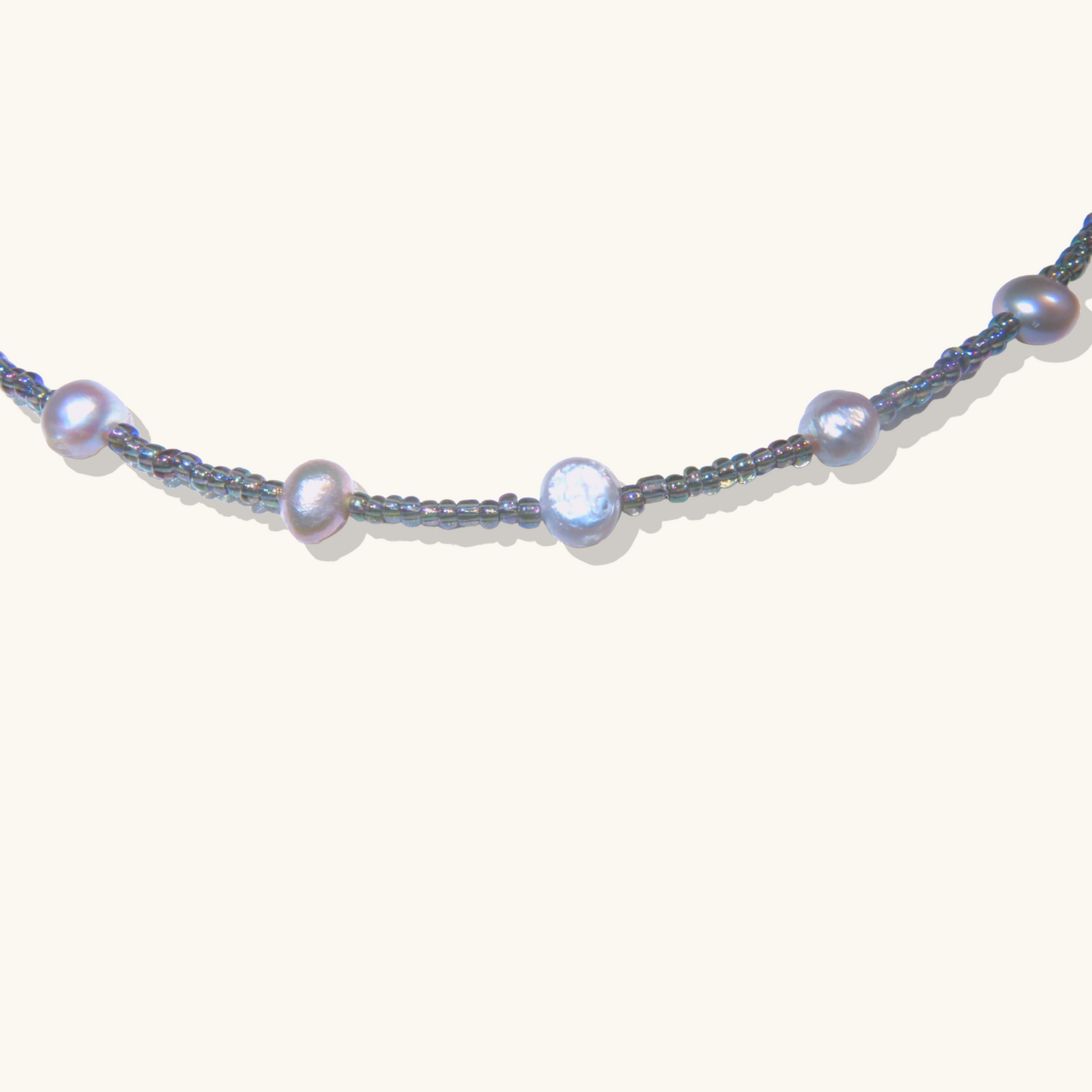 Freshwater pearl silver beaded necklace